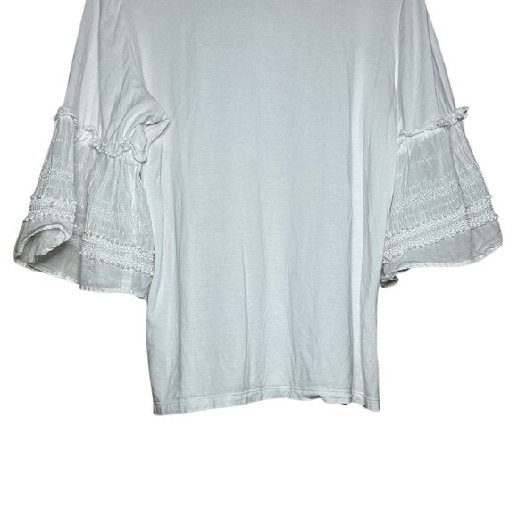 Kobi Halperin White 3/4 Sleeve Spencer Embroidered Top Ruffle Size M Bell Sleeve - Picture 6 of 12